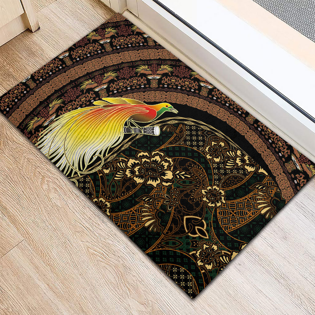 Papua New Guinea and Indonesia Batik Rubber Doormat Bird of Paradise with Tribal Batik Patterns LT03 - Polynesian Pride