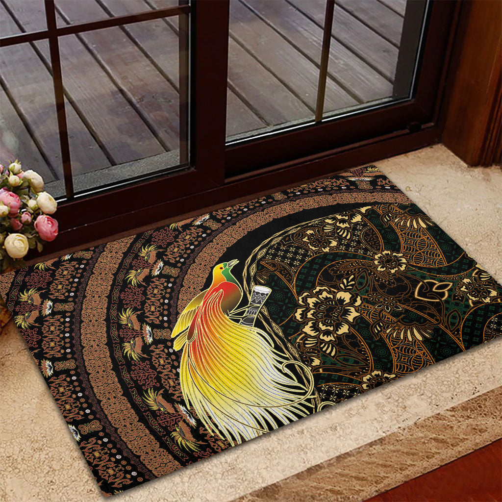 Papua New Guinea and Indonesia Batik Rubber Doormat Bird of Paradise with Tribal Batik Patterns LT03 - Polynesian Pride