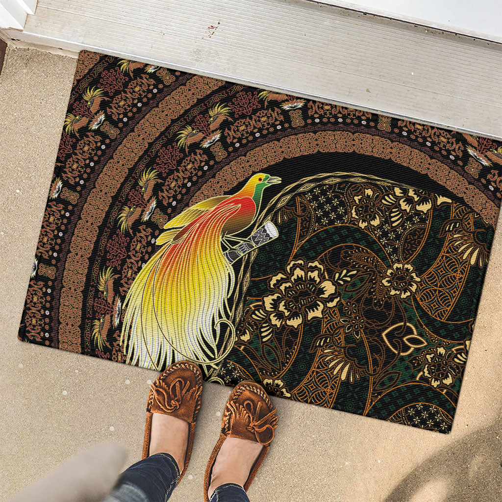 Papua New Guinea and Indonesia Batik Rubber Doormat Bird of Paradise with Tribal Batik Patterns LT03 - Polynesian Pride