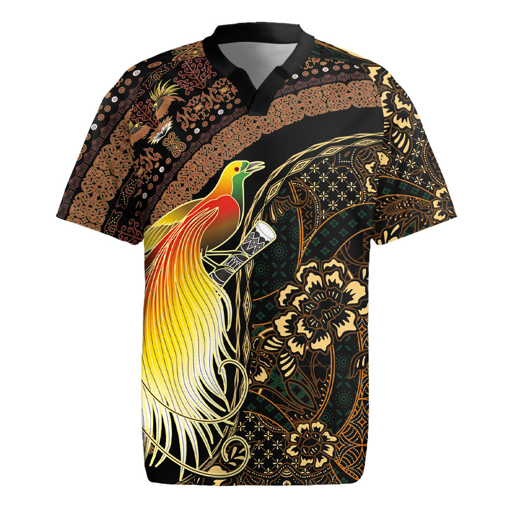 Papua New Guinea and Indonesia Batik Rugby Jersey Bird of Paradise with Tribal Batik Patterns LT03 Multicolor - Polynesian Pride