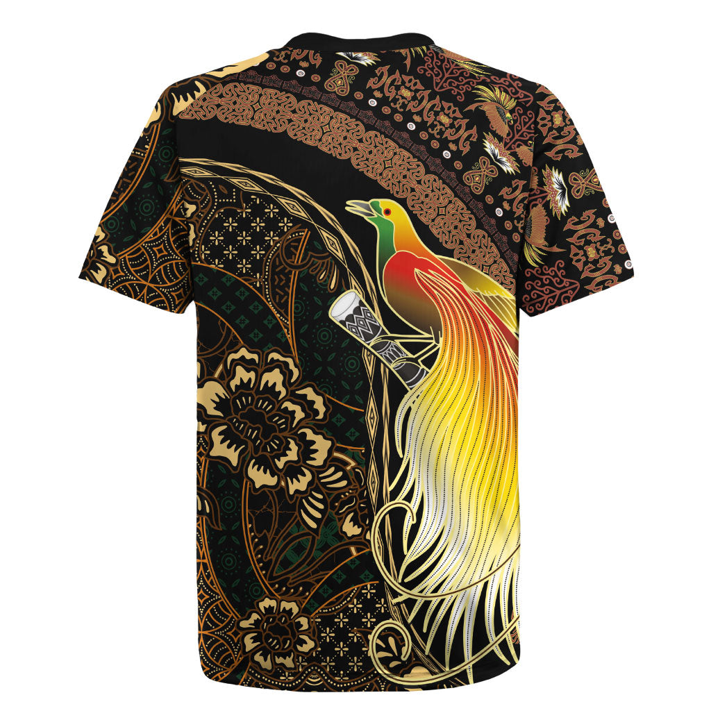 Papua New Guinea and Indonesia Batik Rugby Jersey Bird of Paradise with Tribal Batik Patterns LT03 - Polynesian Pride