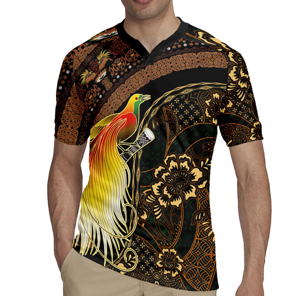 Papua New Guinea and Indonesia Batik Rugby Jersey Bird of Paradise with Tribal Batik Patterns LT03 - Polynesian Pride