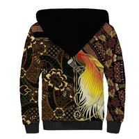 Papua New Guinea and Indonesia Batik Sherpa Hoodie Bird of Paradise with Tribal Batik Patterns LT03 - Polynesian Pride