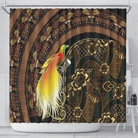 Papua New Guinea and Indonesia Batik Shower Curtain Bird of Paradise with Tribal Batik Patterns LT03 - Polynesian Pride