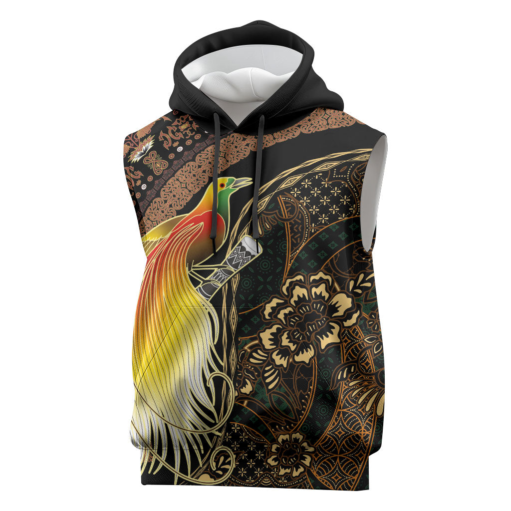 Papua New Guinea and Indonesia Batik Sleeveless Hoodie Bird of Paradise with Tribal Batik Patterns LT03 Multicolor - Polynesian Pride