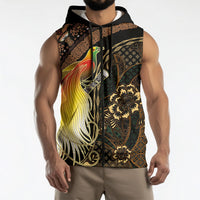 Papua New Guinea and Indonesia Batik Sleeveless Zip Hoodie Bird of Paradise with Tribal Batik Patterns LT03 - Polynesian Pride