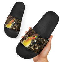Papua New Guinea and Indonesia Batik Slide Sandals Bird of Paradise with Tribal Batik Patterns LT03 - Polynesian Pride