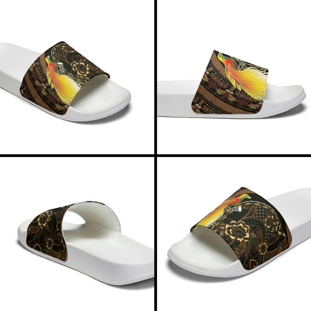 Papua New Guinea and Indonesia Batik Slide Sandals Bird of Paradise with Tribal Batik Patterns LT03 - Polynesian Pride