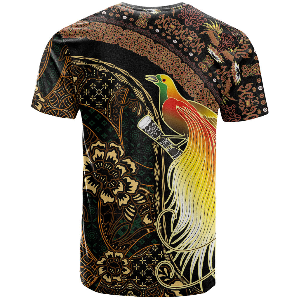 Papua New Guinea and Indonesia Batik T Shirt Bird of Paradise with Tribal Batik Patterns LT03 - Polynesian Pride