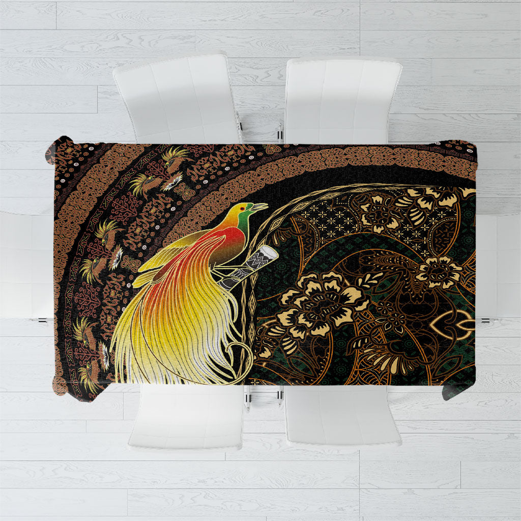 Papua New Guinea and Indonesia Batik Tablecloth Bird of Paradise with Tribal Batik Patterns LT03 Multicolor - Polynesian Pride