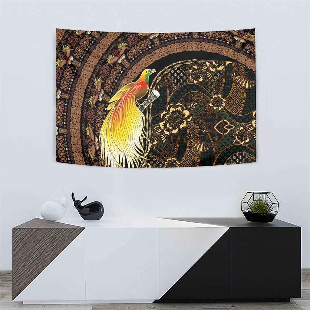 Papua New Guinea and Indonesia Batik Tapestry Bird of Paradise with Tribal Batik Patterns LT03 - Polynesian Pride