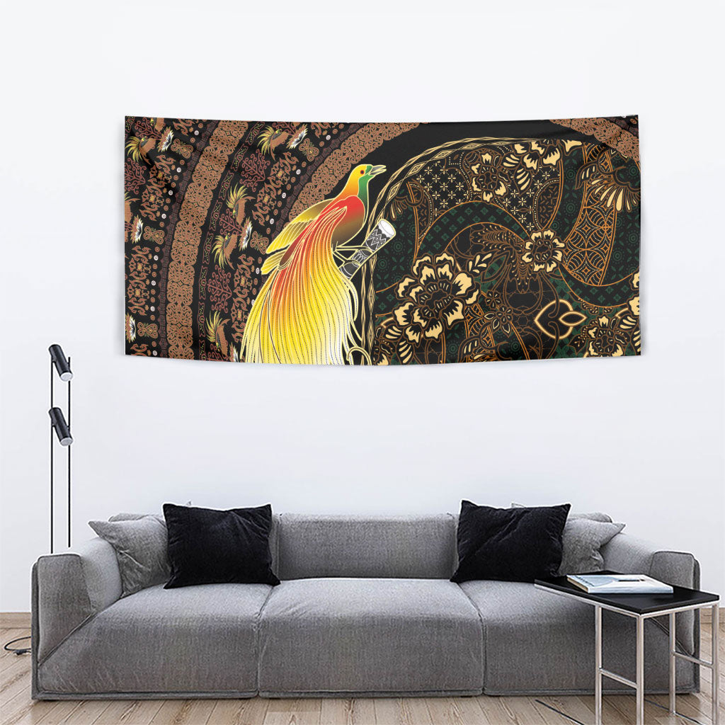 Papua New Guinea and Indonesia Batik Tapestry Bird of Paradise with Tribal Batik Patterns LT03 - Polynesian Pride