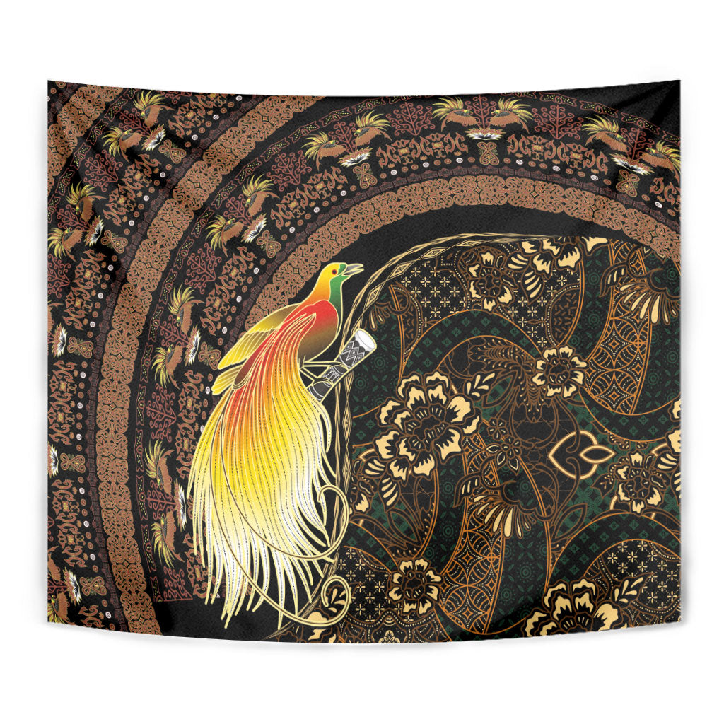Papua New Guinea and Indonesia Batik Tapestry Bird of Paradise with Tribal Batik Patterns LT03 - Polynesian Pride