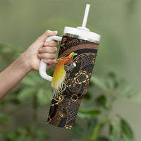 Papua New Guinea and Indonesia Batik Tumbler With Handle Bird of Paradise with Tribal Batik Patterns LT03 - Polynesian Pride