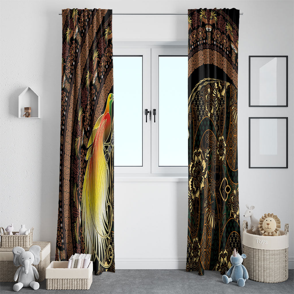 Papua New Guinea and Indonesia Batik Window Curtain Bird of Paradise with Tribal Batik Patterns LT03 - Polynesian Pride
