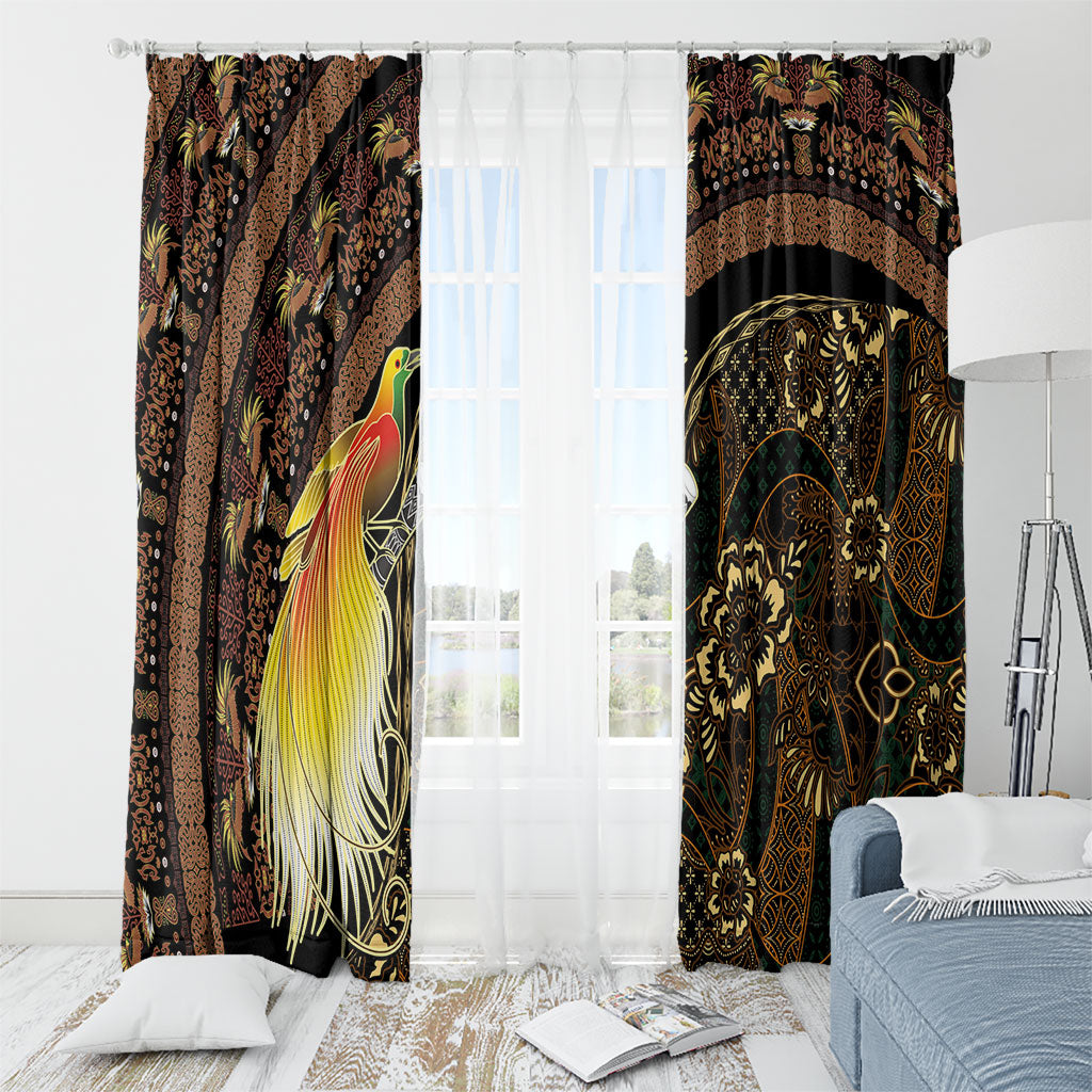Papua New Guinea and Indonesia Batik Window Curtain Bird of Paradise with Tribal Batik Patterns LT03 - Polynesian Pride