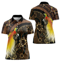 Papua New Guinea and Indonesia Batik Women Polo Shirt Bird of Paradise with Tribal Batik Patterns LT03 - Polynesian Pride