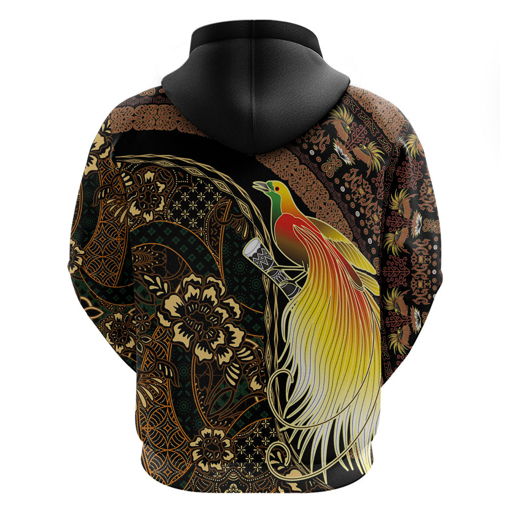 Papua New Guinea and Indonesia Batik Zip Hoodie Bird of Paradise with Tribal Batik Patterns LT03 - Polynesian Pride