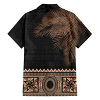 Fiji Palm Leaves Family Matching Puletasi and Hawaiian Shirt Masi and Tapa Tribal Pattern Beige Color