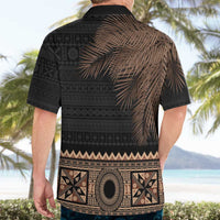 Fiji Palm Leaves Hawaiian Shirt Masi and Tapa Tribal Pattern Beige Color