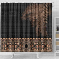Fiji Palm Leaves Shower Curtain Masi and Tapa Tribal Pattern Beige Color