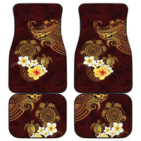 Polynesian Turtle Car Mats Plumeria Hibiscus Pattern Oxblood