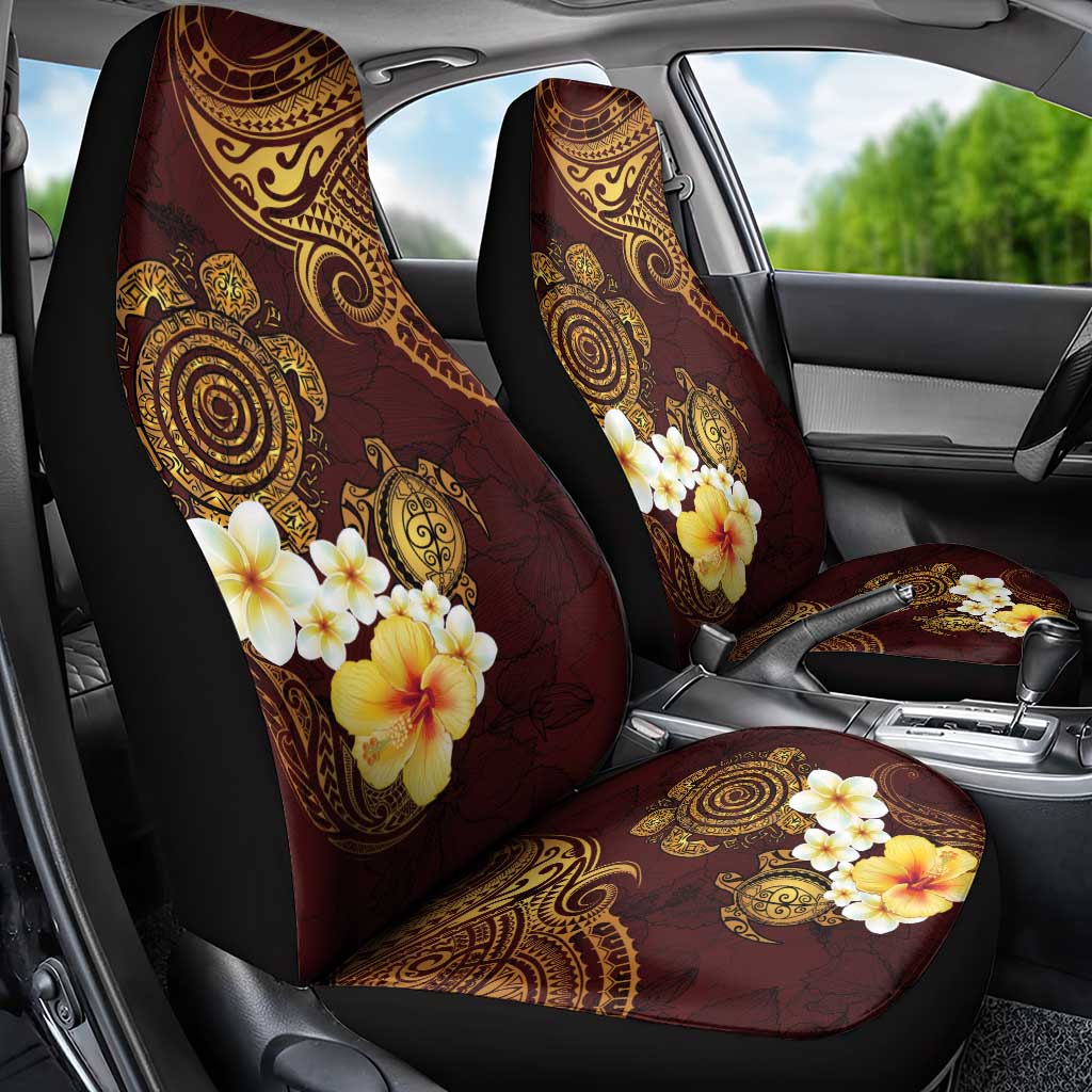 Polynesian Turtle Car Seat Cover Plumeria Hibiscus Pattern Oxblood LT03 - Polynesian Pride