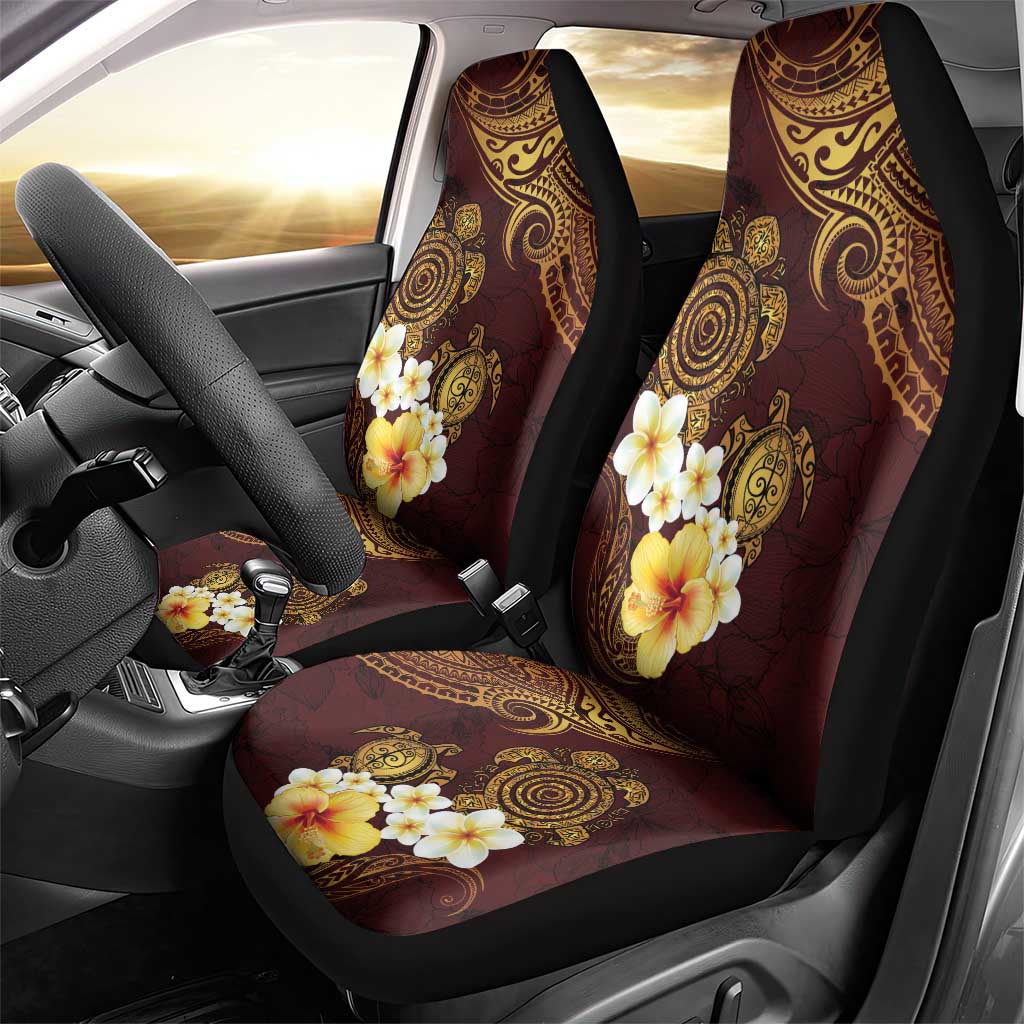 Polynesian Turtle Car Seat Cover Plumeria Hibiscus Pattern Oxblood LT03 - Polynesian Pride