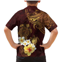 Polynesian Turtle Family Matching Mermaid Dress and Hawaiian Shirt Plumeria Hibiscus Pattern Oxblood