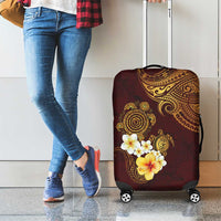 Polynesian Turtle Luggage Cover Plumeria Hibiscus Pattern Oxblood LT03 - Polynesian Pride