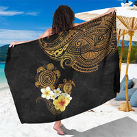 Polynesian Turtle Sarong Plumeria Hibiscus Pattern Black Color