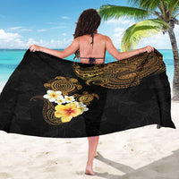 Polynesian Turtle Sarong Plumeria Hibiscus Pattern Black Color