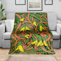 New Zealand Kowhai Flowers Blanket Maori Koru Pattern