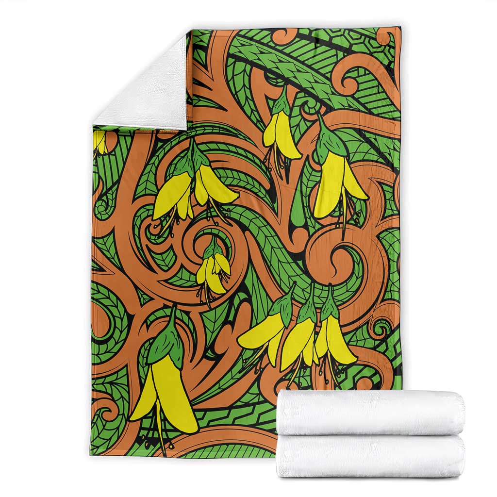 New Zealand Kowhai Flowers Blanket Maori Koru Pattern
