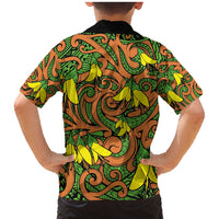 New Zealand Kowhai Flowers Family Matching Mermaid Dress and Hawaiian Shirt Maori Koru Pattern