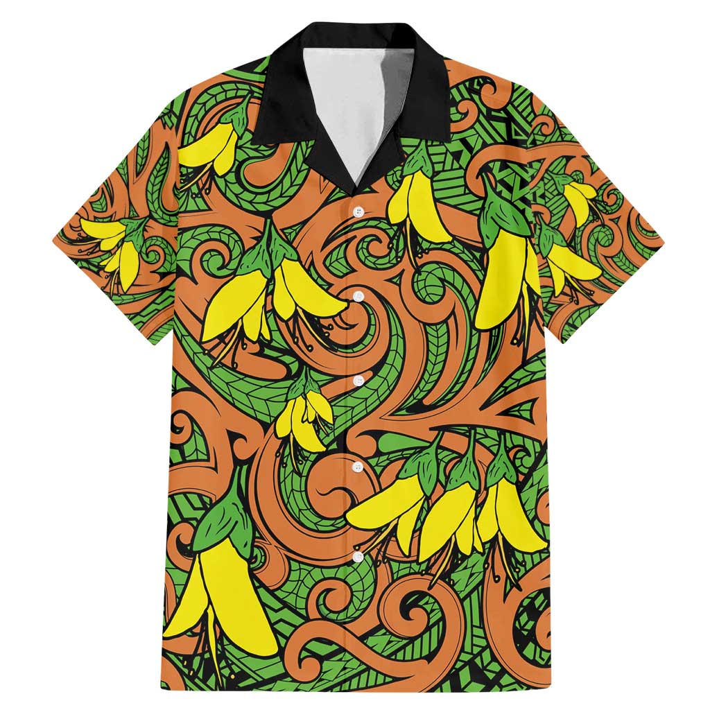 New Zealand Kowhai Flowers Family Matching Mermaid Dress and Hawaiian Shirt Maori Koru Pattern