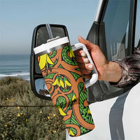 New Zealand Kowhai Flowers Tumbler With Handle Maori Koru Pattern