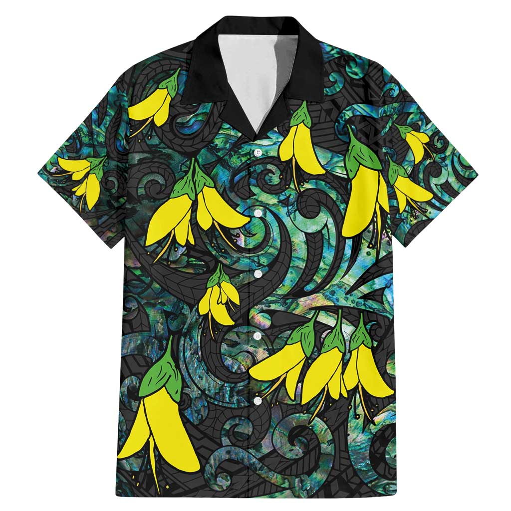 New Zealand Kowhai Flowers Family Matching Mermaid Dress and Hawaiian Shirt Maori Koru Pattern With Paua Shell Style