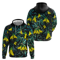 New Zealand Kowhai Flowers Hoodie Maori Koru Pattern With Paua Shell Style