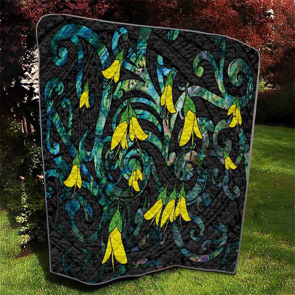 New Zealand Kowhai Flowers Quilt Maori Koru Pattern With Paua Shell Style LT03 - Polynesian Pride
