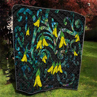 New Zealand Kowhai Flowers Quilt Maori Koru Pattern With Paua Shell Style LT03 - Polynesian Pride