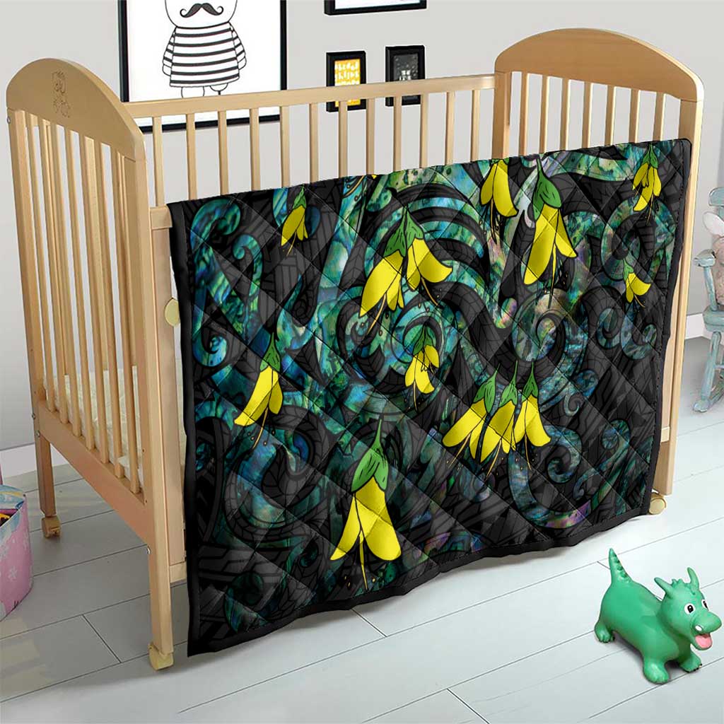 New Zealand Kowhai Flowers Quilt Maori Koru Pattern With Paua Shell Style LT03 - Polynesian Pride