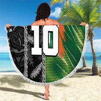 Custom Aotearoa South Africa Rugby Freedom Cup Beach Blanket Maori Silver Fern Art and Sporty Flag SA - Polynesian Pride