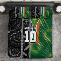 Custom Aotearoa South Africa Rugby Freedom Cup Bedding Set Maori Silver Fern Art and Sporty Flag SA - Polynesian Pride