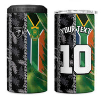 Custom Aotearoa South Africa Rugby Freedom Cup 4 in 1 Can Cooler Tumbler Maori Silver Fern Art and Sporty Flag SA - Polynesian Pride
