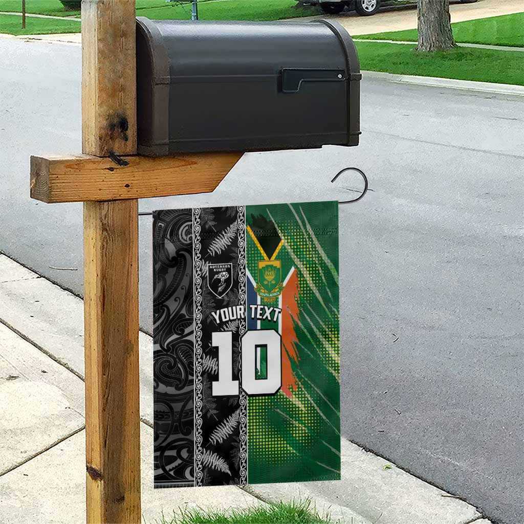 Custom Aotearoa South Africa Rugby Freedom Cup Garden Flag Maori Silver Fern Art and Sporty Flag SA - Polynesian Pride