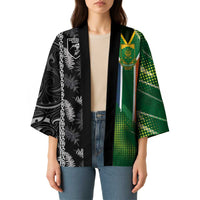 Custom Aotearoa South Africa Rugby Freedom Cup Kimono Maori Silver Fern Art and Sporty Flag SA - Polynesian Pride