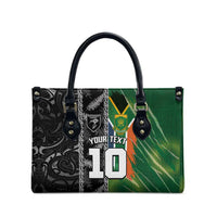 Custom Aotearoa South Africa Rugby Freedom Cup Leather Bag Maori Silver Fern Art and Sporty Flag SA - Polynesian Pride