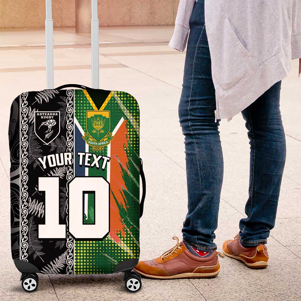 Custom Aotearoa South Africa Rugby Freedom Cup Luggage Cover Maori Silver Fern Art and Sporty Flag SA - Polynesian Pride