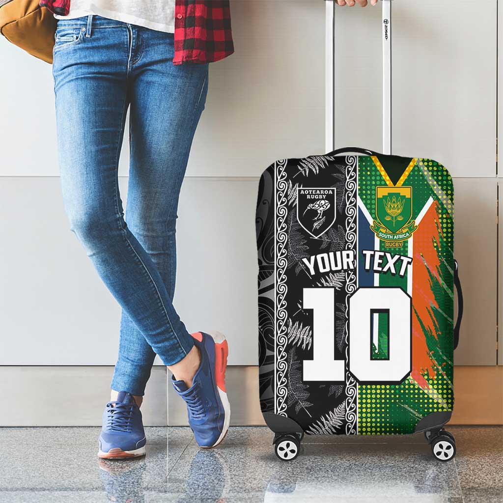 Custom Aotearoa South Africa Rugby Freedom Cup Luggage Cover Maori Silver Fern Art and Sporty Flag SA - Polynesian Pride